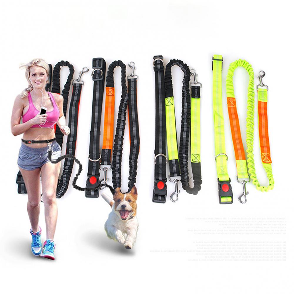 Jogging Pet Traction Leash Hands Free with Adjustable Hip Belt Long Reflective Traction Rope